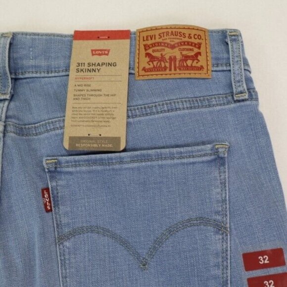 Levi's Jeans Womens 32x30 (Fits 33x30) Blue 311 Shaping Skinny Light Wash New - Picture 7 of 11